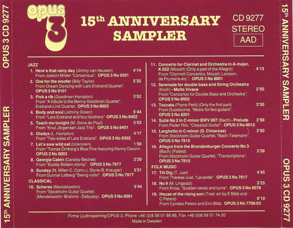 Various : 15th Anniversary Sampler (CD, Comp, Smplr)