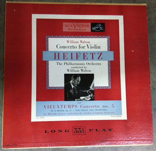 William Walton* / Vieuxtemps* - Heifetz*, The Philharmonia Orchestra*, Sir Malcolm Sargent, London Symphony Orchestra : Concerto For Violin / Concerto No. 5 In A Minor, Op. 37 (LP, Mono)