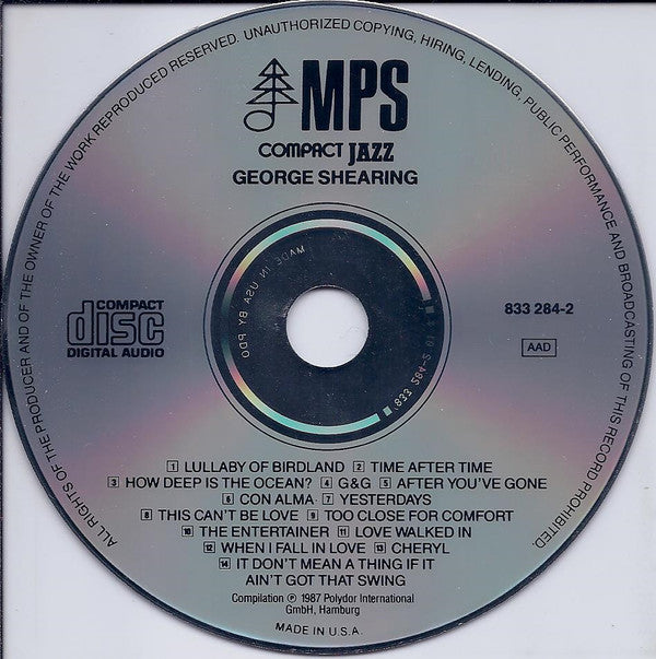 George Shearing : George Shearing (CD, Comp)
