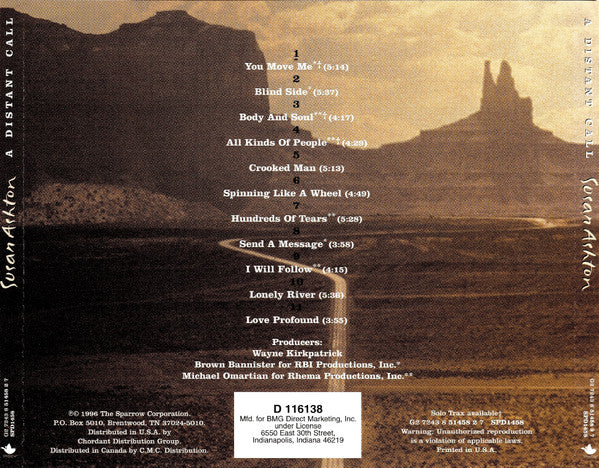 Susan Ashton : A Distant Call (CD, Album, Club, RE)