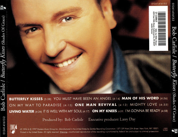 Bob Carlisle (2) : Butterfly Kisses (Shades Of Grace) (CD, Album, Club)