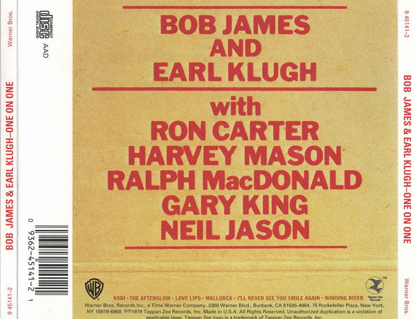 Bob James & Earl Klugh : One On One (CD, Album)