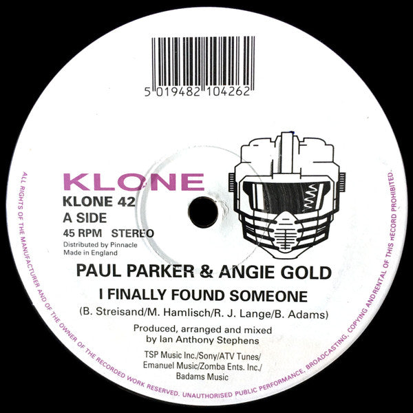 Paul Parker & Angie Gold : I Finally Found Someone / One More Hurt (12")