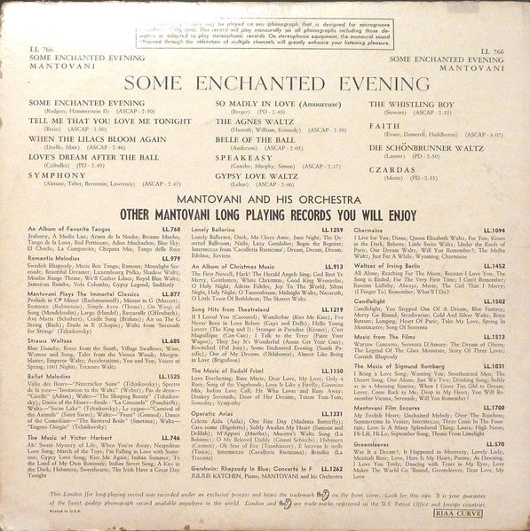 Mantovani And His Orchestra : Some Enchanted Evening (LP, Album, Mono, RE)