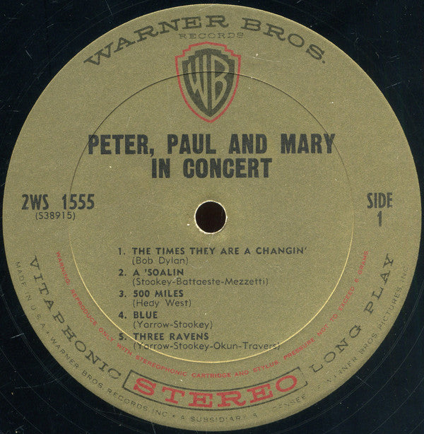 Peter, Paul And Mary* : In Concert (2xLP, Album, Pit)