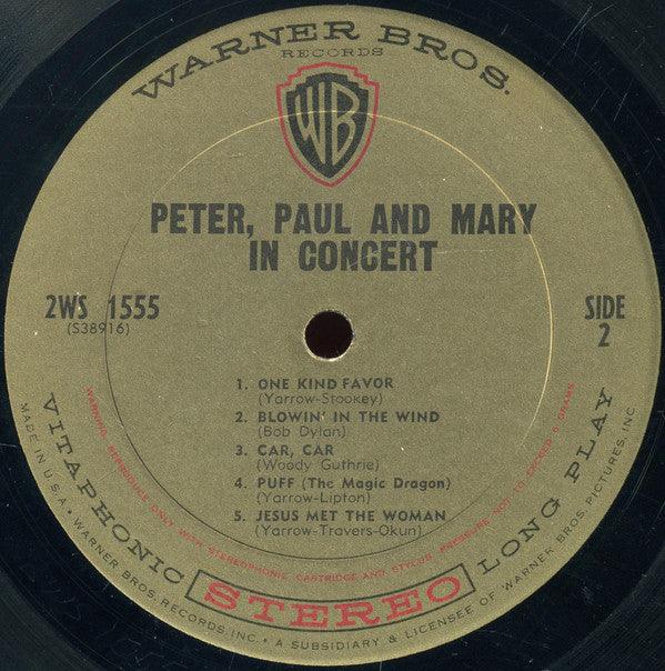 Peter, Paul And Mary* : In Concert (2xLP, Album, Pit)