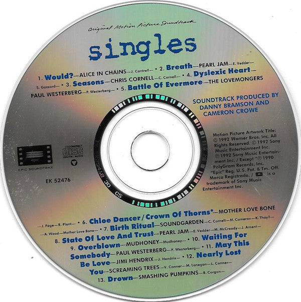 Various : Singles (Original Motion Picture Soundtrack) (CD, Comp, Pit)