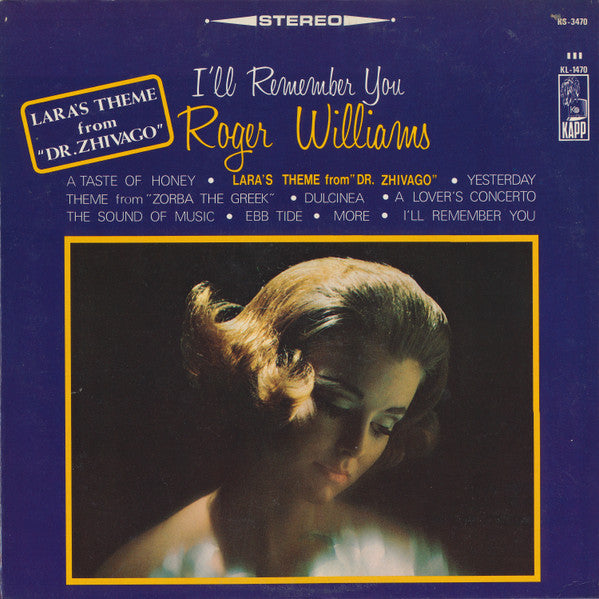 Roger Williams (2) : I'll Remember You (LP, Album, Ind)
