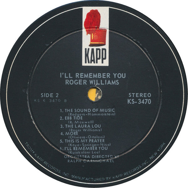 Roger Williams (2) : I'll Remember You (LP, Album, Ind)