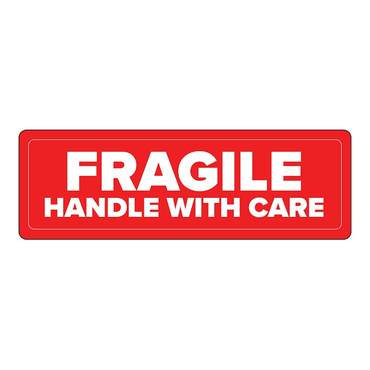 "Fragile - Handle with Care" Label - 3" x 1"