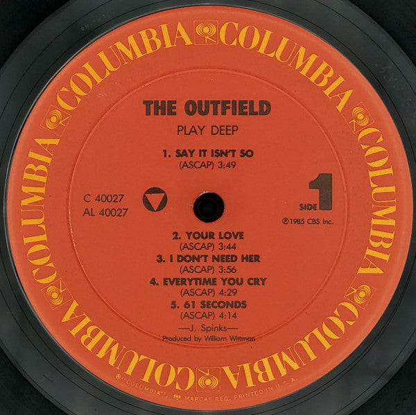 The Outfield : Play Deep (LP, Album, Pit)