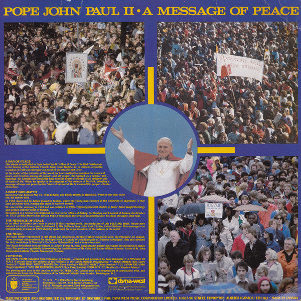 Pope John Paul II* : A Message Of Peace (LP, Album, Pic)