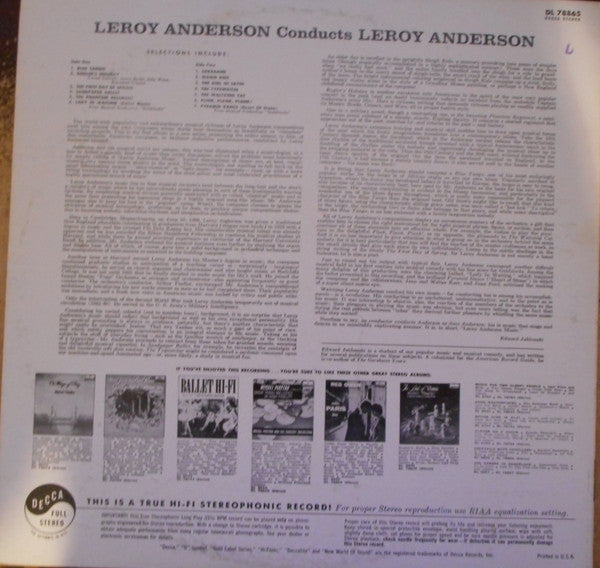 Leroy Anderson : Leroy Anderson Conducts Leroy Anderson (LP, Album)
