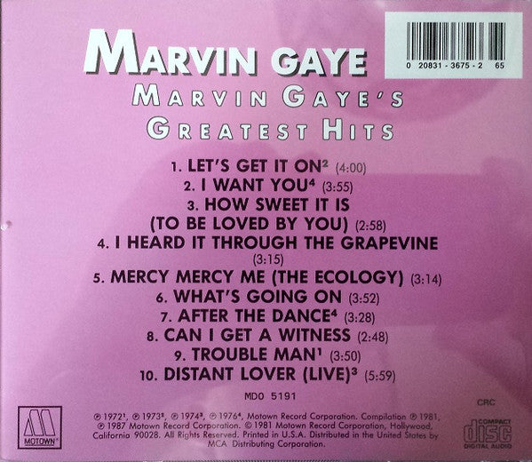 Marvin Gaye : Marvin Gaye's Greatest Hits (CD, Comp, Club, RE)