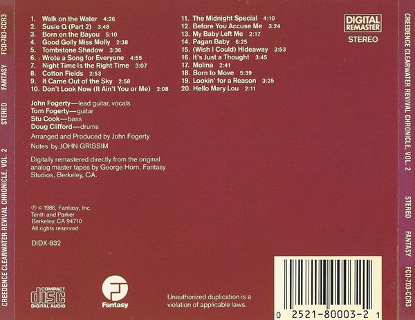 Creedence Clearwater Revival : Chronicle Volume Two (Twenty Great CCR Classics) (CD, Comp, RM)