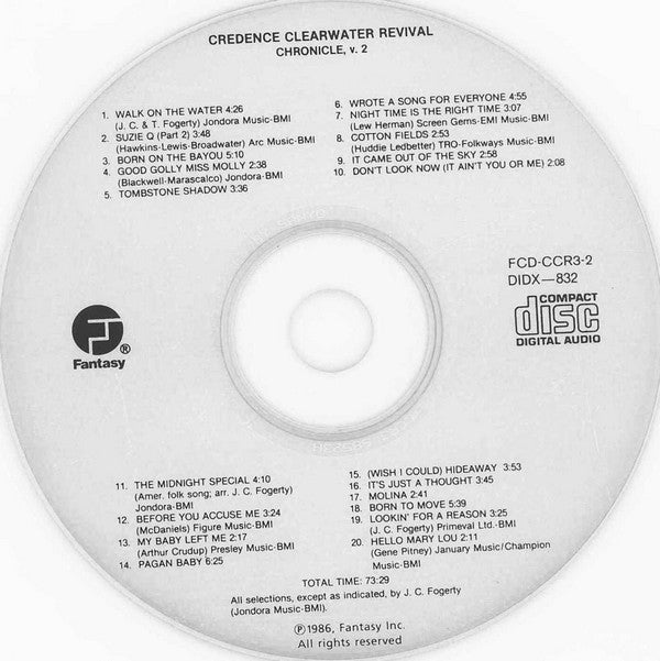 Creedence Clearwater Revival : Chronicle Volume Two (Twenty Great CCR Classics) (CD, Comp, RM)