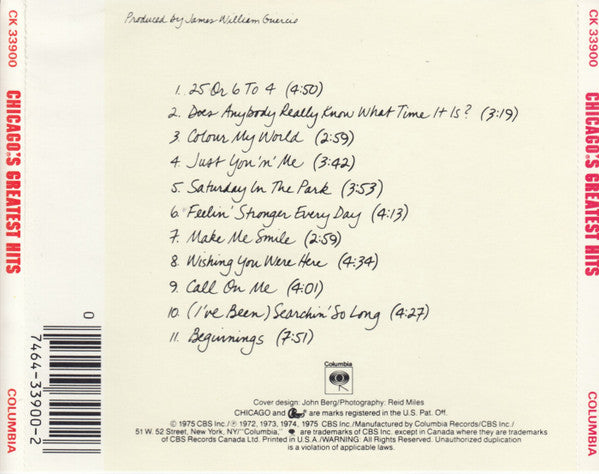 Chicago (2) : Chicago's Greatest Hits (CD, Comp, RE)