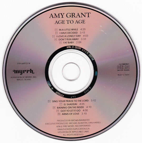 Amy Grant : Age To Age (CD, Album, RE)