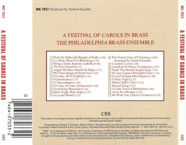 Philadelphia Brass Ensemble : A Festival Of Carols In Brass (CD, RE)