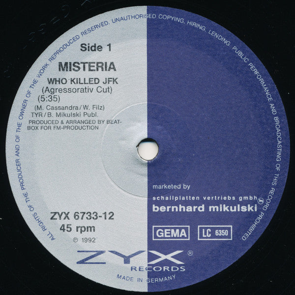 Misteria : Who Killed JFK (12")