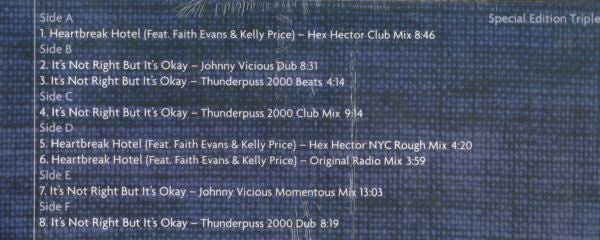 Whitney Houston Feat. Faith Evans  &  Kelly Price : Heartbreak Hotel / It's Not Right But It's Okay (The Dance Mixes) (3x12", S/Edition)