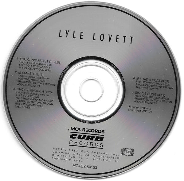 Lyle Lovett : You Can't Resist It (CD, Maxi)