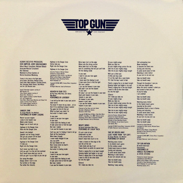 Various : Top Gun (Original Motion Picture Soundtrack) (LP, Album, RE)