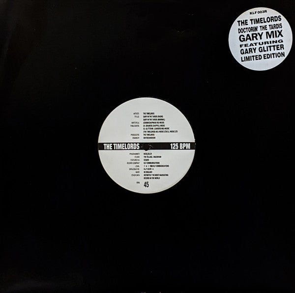 The Timelords : Gary In The Tardis (12", Ltd)