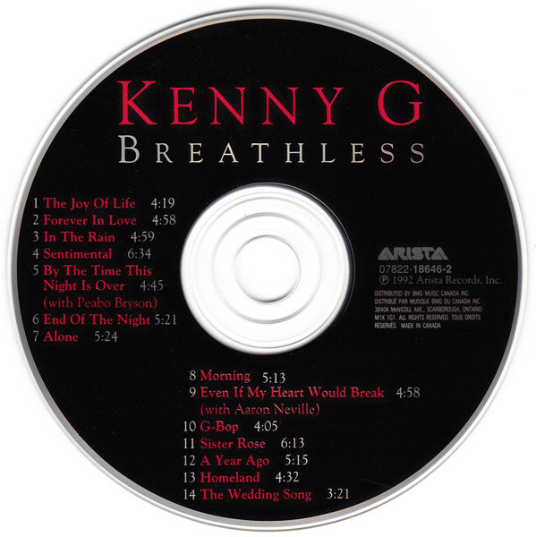 Kenny G (2) : Breathless (CD, Album, RE)