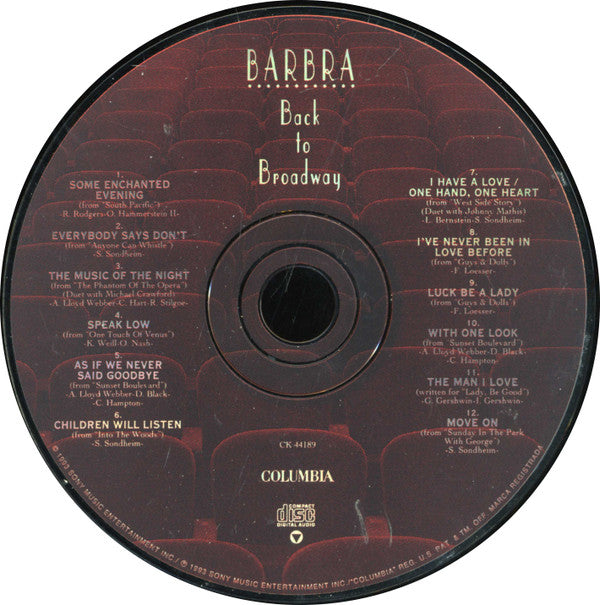Barbra* : Back To Broadway (CD, Album)