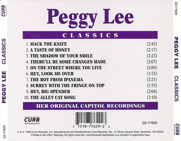 Peggy Lee : Classics - Her Original Capitol Recordings (CD, Comp)