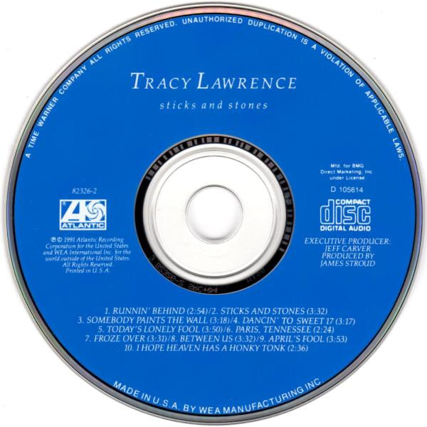 Tracy Lawrence : Sticks And Stones (CD, Album, Club)