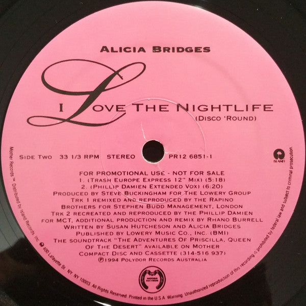 Alicia Bridges : I Love The Nightlife (Disco 'Round) (12", Promo)