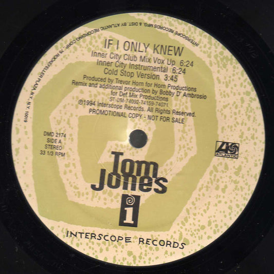 Tom Jones : If I Only Knew (12", Promo)