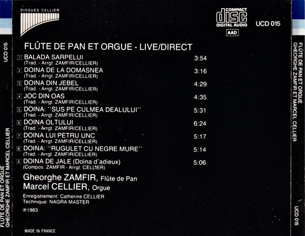 Gheorghe Zamfir et Marcel Cellier : Flûte de Pan Et Orgue - Live / Direct (CD, Album)