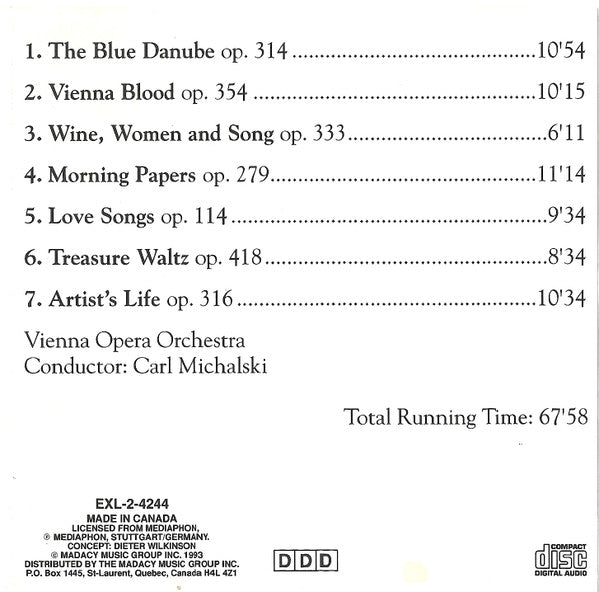 Johann Strauss* - Vienna Opera Orchestra* - Conductor: Carl Michalski : Great Vienna Waltzes (CD, Album)