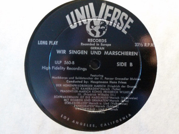 Musikkorps Und Soldatenchor der 11. Panzer-Grenadier-Division* Conducted By: Hauptmann Hans Friess* : Wir Singen Und Marschieren (LP, Album)