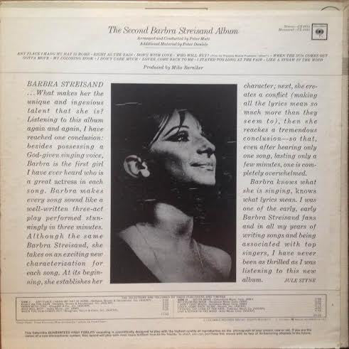 Barbra Streisand : The Second Barbra Streisand Album (LP, Album, Mono)