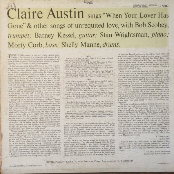 Claire Austin : When Your Lover Has Gone (LP, Album, Mono)