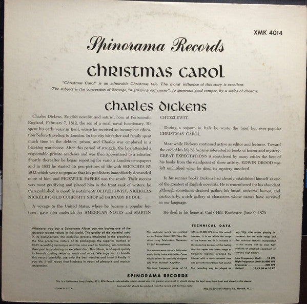 Sir Laurence Olivier*, Charles Dickens (2), The Spin-O-Rama Orchestra And Chorus : A Christmas Carol (LP)