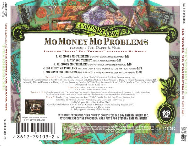 The Notorious B.I.G.* Featuring Puff Daddy & Mase : Mo Money Mo Problems (CD, Maxi)