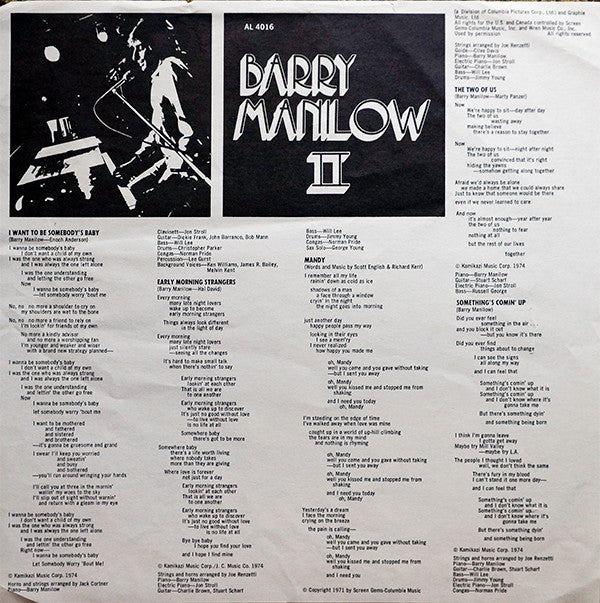 Barry Manilow : Barry Manilow II (LP, Album, RE, PRC)