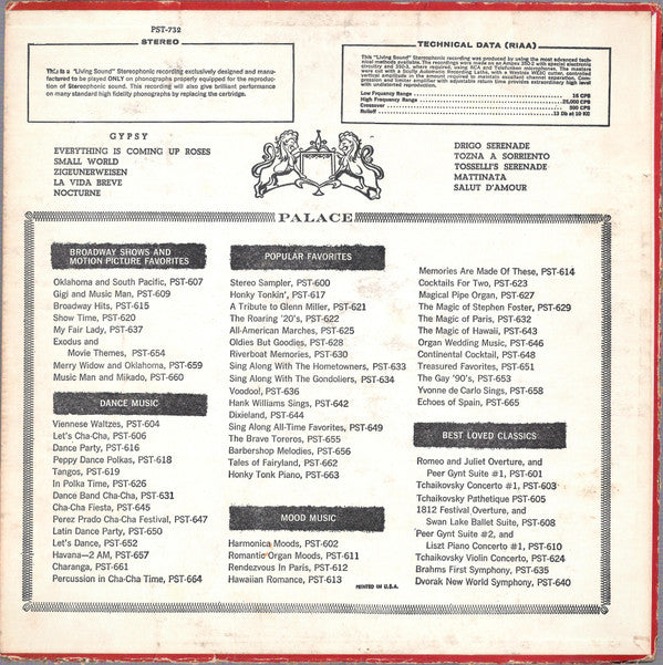 The Hollywood Transcription Orchestra : Hit Songs From Gypsy (LP)