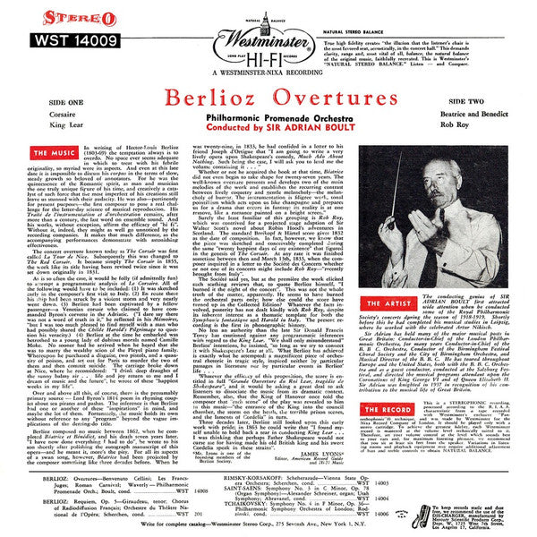 Sir Adrian Boult Conducts Philharmonic Promenade Orchestra* : Berlioz Overtures (LP, Album)