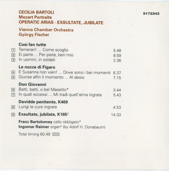 Cecilia Bartoli, Vienna Chamber Orchestra*, György Fischer : Mozart Portraits (CD, Album, Club, RE)