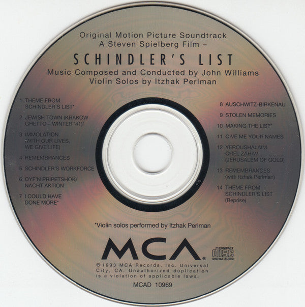 John Williams (4) : Schindler's List (Original Motion Picture Soundtrack) (CD, Album)