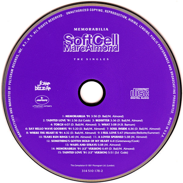 Soft Cell / Marc Almond : Memorabilia - The Singles (CD, Comp)