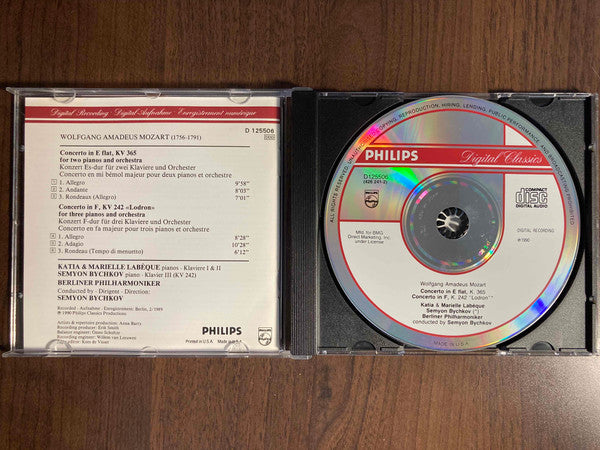 Mozart* – Katia & Marielle Labèque*, Berliner Philharmoniker, Semyon Bychkov : Concertos For 2 & 3 Pianos (CD, Club, RE)
