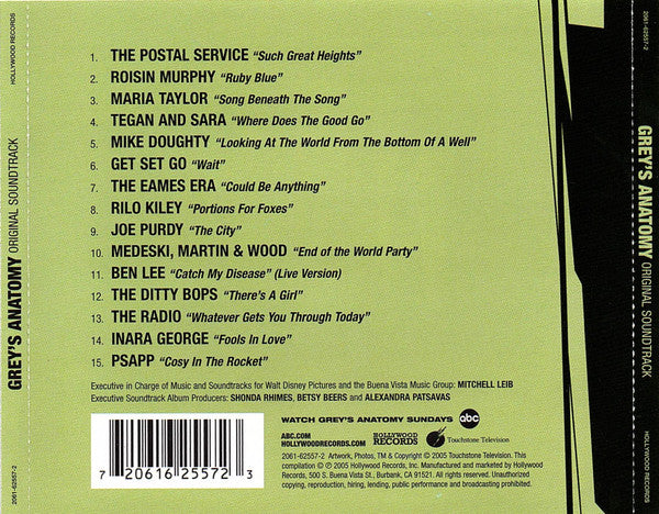 Various : Grey's Anatomy - Original Soundtrack (CD, Comp)
