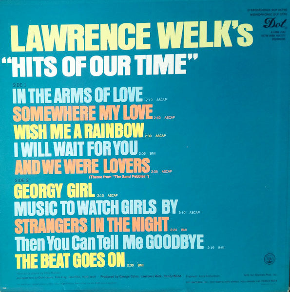 Lawrence Welk : "Hits Of Our Time' (LP, Mono)